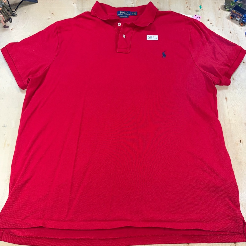Polo Ralph Lauren Mens XXL Custom Slim Fit Red Pique Polo Shirt Short Sleeve